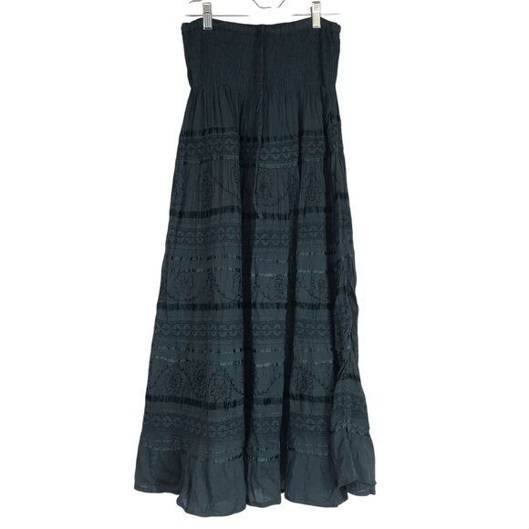 SAKKAS- WOMEN'S FREE SIZE - GRAY 100% COTTON BOHO SKIRT - Picture 1 of 8